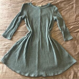 Pinc Gray Ribbed Midi Swing Dress